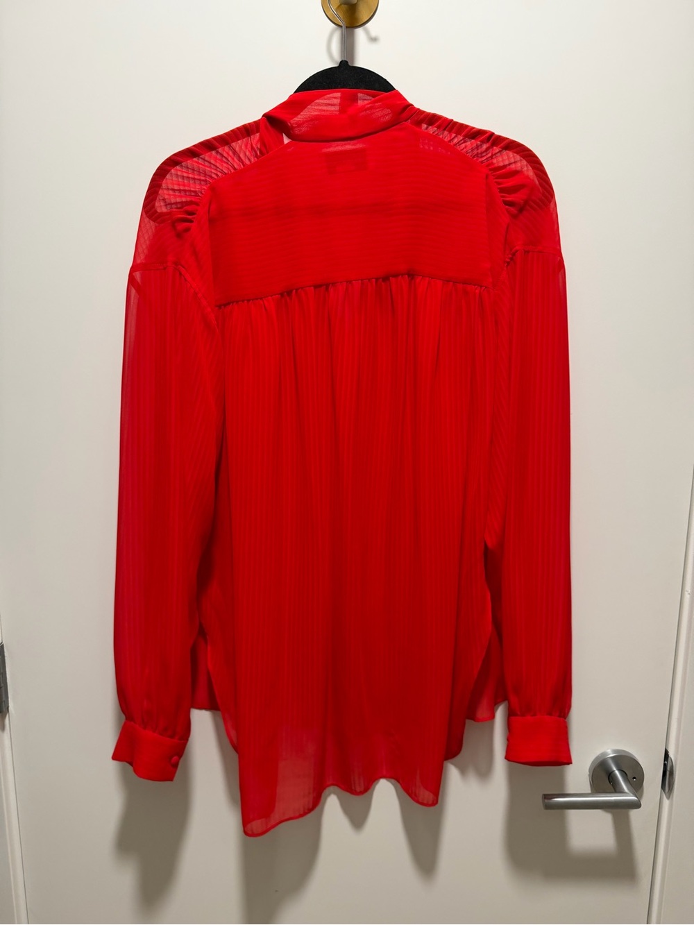 Babaton Red Sheer Pleated Blouse - Picture 6 of 6